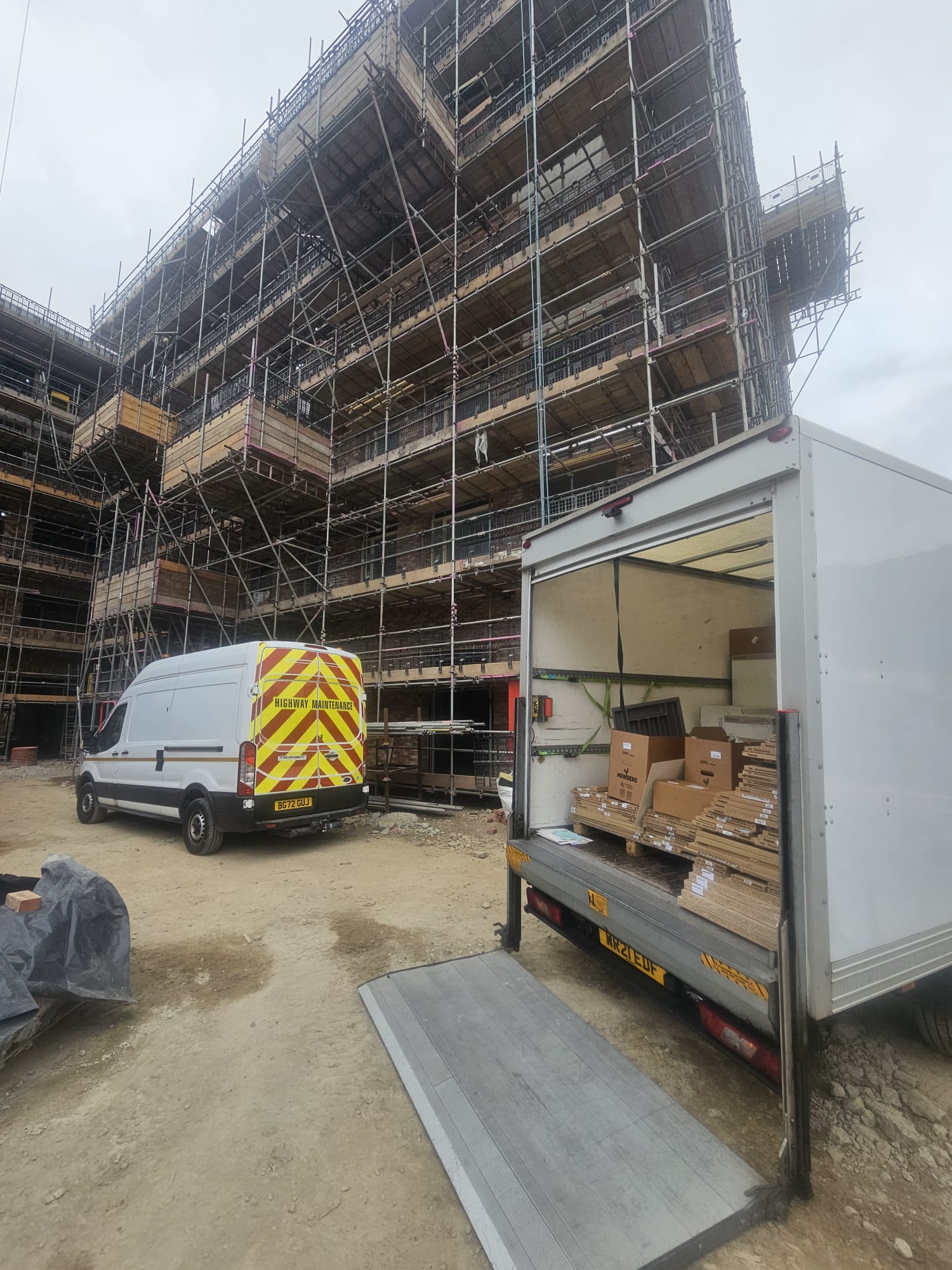 A10 Transport vans at a construction site, ready for delivery